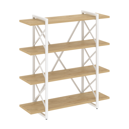 Стеллаж на регулируемых опорах-4 полки VR.L-MST.O-4.8V 1200x400x1280 (Тиквуд Светлый/Белый металл)