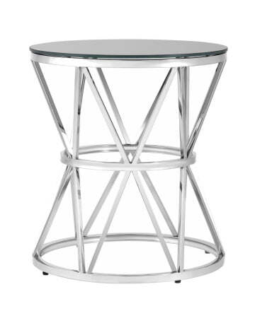 Журнальный стол 50*50 ВИВА серебро стекло черное (Журнальный стол Вива серебристый)