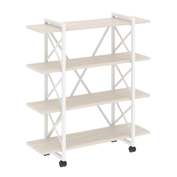 Стеллаж на колесных опорах-4 полки VR.L-MST.K-4.8V 1200x400x1334 (Денвер Светлый/Белый металл)