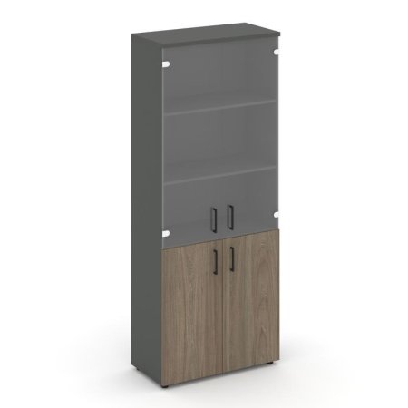 Шкаф высокий широкий SN.STS-102 (796х400х1982) (Антрацит/Вяз Благородный/Прозрачный)