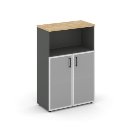 Шкаф средний широкий SN.STS.E-203 (796х400х1203) (Антрацит/Тиквуд Светлый/Сатин)