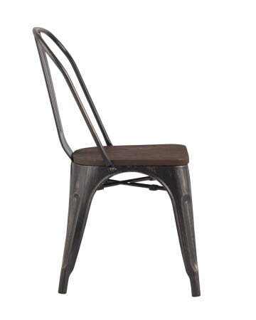 Стул TOLIX WOOD черный патина золото (Стул Tolix черный, платина-золото)