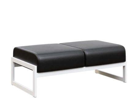 Банкетка двухместная MD.B2  (1255х700х700) (Oregon Черный арт.16/Белый металл)