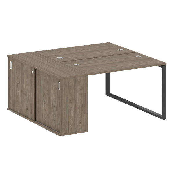 Рабочая станция с шкафом-купе на О-образном м/к Metal System Style БО.РС-СШК-1.2 Т 1610x1475x750 (Вяз/Антрацит металл)