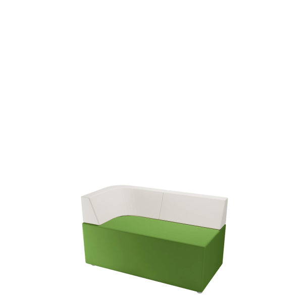 Диван офисный Модуль (М-70) 2-х местный подлокотник левый (спинка радиусная) (Белый/зеленый)