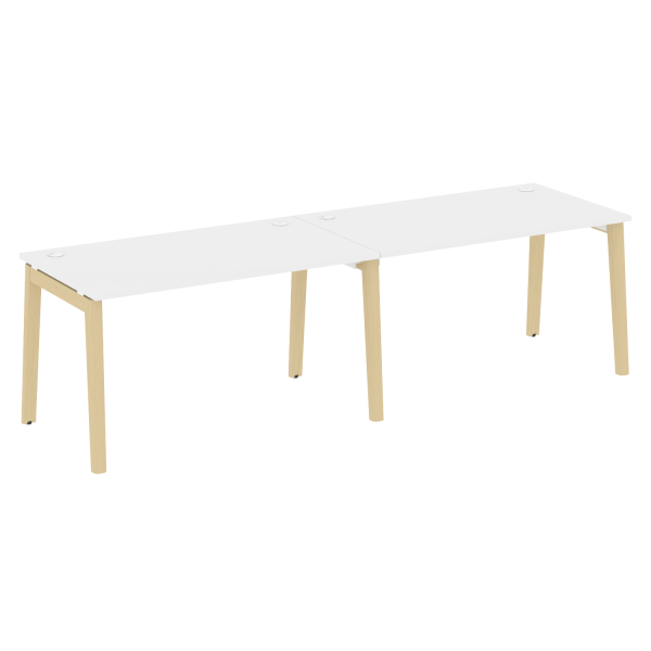 Рабочая станция на деревянных опорах Onix Wood OW.RS-2.3.8 2760x800x750 (Белый Бриллиант/Дуб Светлый)
