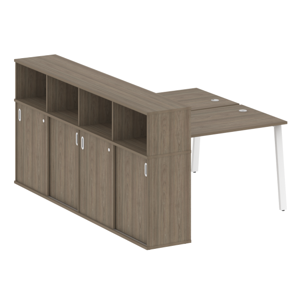 Рабочая станция с шкафом-купе на А-образном м/к Metal System Style БА.РС-СШК-4.2 Т 1610x2332x1098 (Вяз/Белый металл)