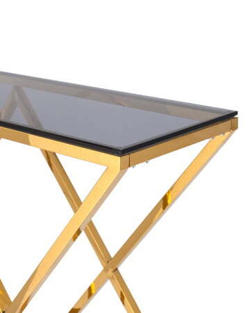 Консоль ИНСИГНИЯ 115*30 золото стекло smoke (Консоль Инсигния серый)