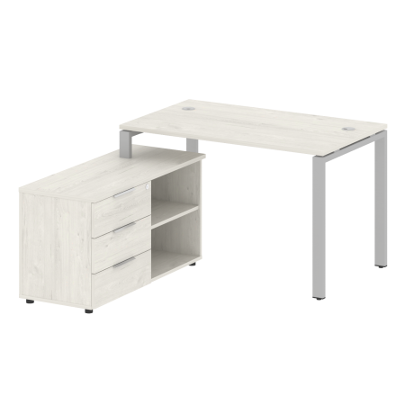 Рабочая станция с опорной тумбой левая Metal System Style БП.РС-СТС-2.2 Л 1300x1520x750 (Дуб Наварра/Серый металл)