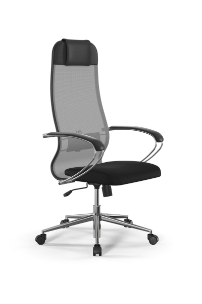 Кресло для руководителя Метта Sit 10 B1-111K - X2+UMF(X1) /Ub00/Wh00/K1cL(M09.B23.G18.W01) (Светло-серый | Черный)