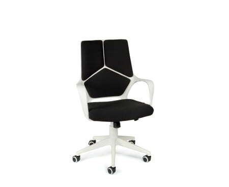 Кресло офисное / IQ / (white+black) белый пластик / черная ткань (Черный)