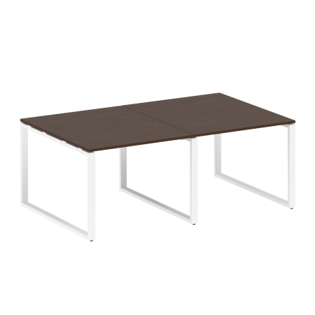 Переговорный стол 2 столешницы Metal System Style БО.ПРГ-2.1 2000x1235x750 (Венге Цаво/Белый металл)