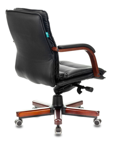 Кресло руководителя T-9927WALNUT-LOW черный кожа низк.спин. крестов. металл/дерево (Черный)