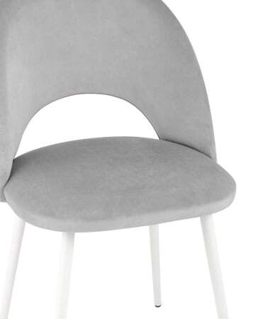 Стул Меган велюр светло-серый белые ножки (Стул Меган светло-серый)