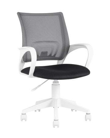 Кресло офисное TopChairs ST-BASIC-W серый крестовина пластик белый (Компьютерное кресло ST-BASIC-W серый)