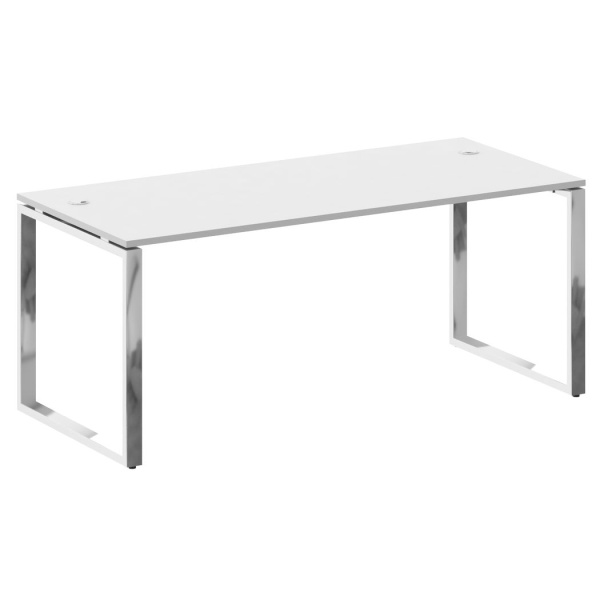 Стол рабочий руководителя на О-обр. м/к 1800x800x750 (Белый/Нерж. Сталь)