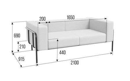 Диван двухместный FLX-2 (Santorini 0401/Металл Черный)