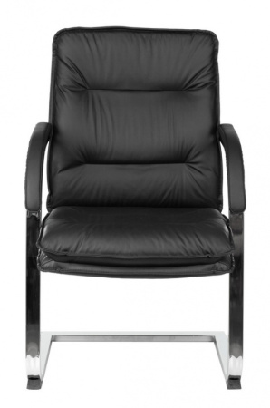 Кресло T-9927SL-LOW-V черный кожа низк.спин. полозья металл хром (Черный)