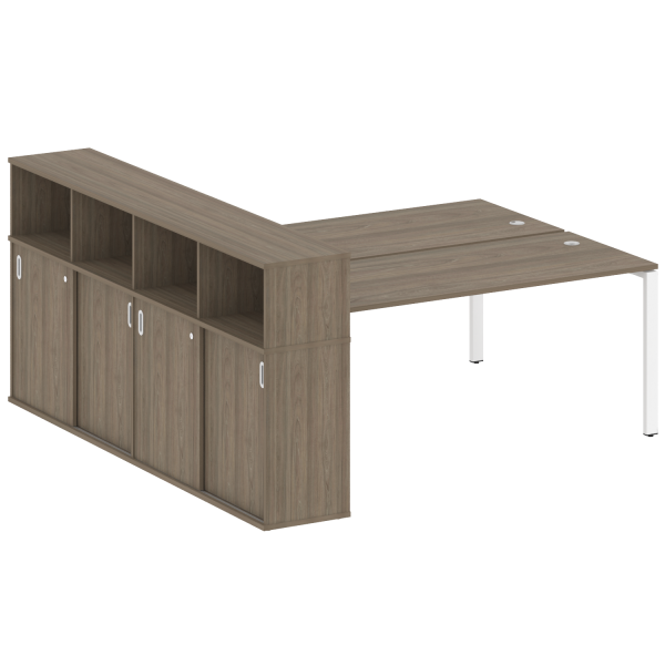 Рабочая станция с опорным шкафом-купе Metal System Style БП.РС-СШК-4.5 2210x2332x1098 (Вяз/Белый металл)