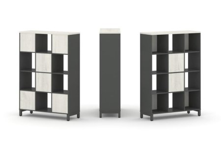 Набор стеллажа 1 сторонний, 4 яруса SN.NS-431 (1121х400х1615) (Антрацит/Дуб Наварра/Металл Антрацит)