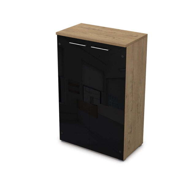 Шкаф средний со стеклом Gloss line 9НШ.017.7 800x450x1245 (Teakwood)