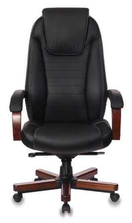 Кресло руководителя T-9923WALNUT черный кожа крестов. металл/дерево (Черный)