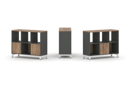 Набор стеллажа 2-х сторонний, 2 яруса SN.NSD-231 (1121х400х881) (Антрацит/Дуб Табак/Металл Белый)