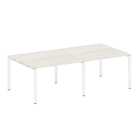 Переговорный стол 2 столешницы Metal System Style БП.ПРГ-2.2 2400x1235x750 (Дуб Наварра/Белый металл)