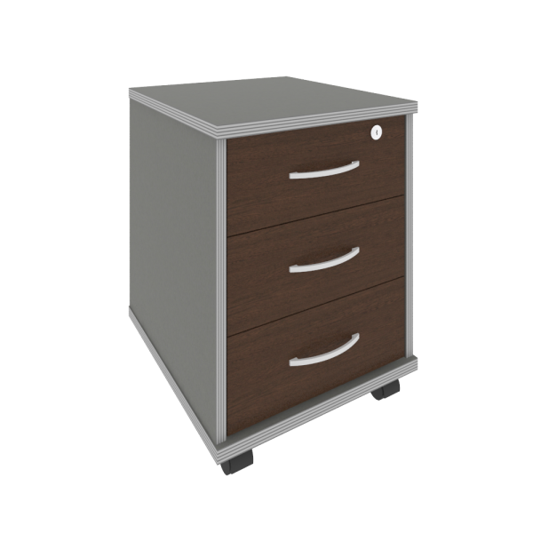 Тумба подкатная 3 ящ. фолдинг в комплекте Riva А.ТМ-3F 420x450x556 (Венге-Металлик)