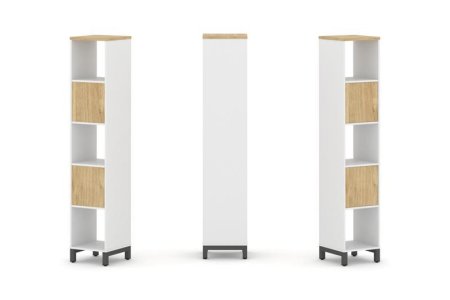 Набор стеллажа 1 сторонний, 5 ярусов SN.NS-511 (387х400х1982) (Белый/Тиквуд Светлый/Металл Антрацит)