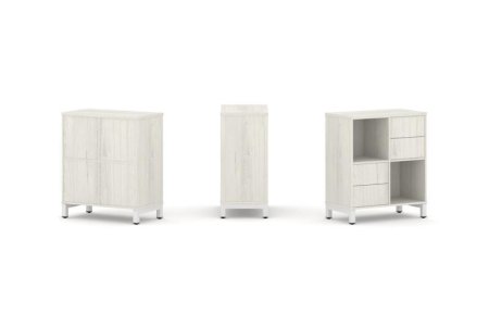 Набор стеллажа 1 сторонний, 2 яруса SN.NS-221 (754х400х881) (Дуб Наварра/Металл Белый)