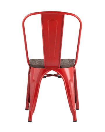 Стул TOLIX WOOD красный глянцевый (Стул Tolix красный глянцевый, темное дерево)