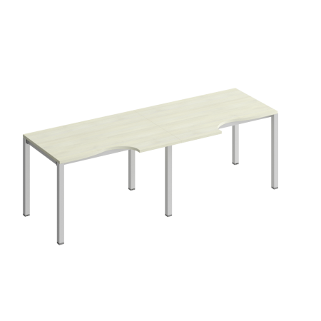 Рабочая станция со столами эргоном. на металлокаркасе КФ (2х120) Комфорт КФ К.1135-2 2400x900x750 (Дуб шамони светлыйСерый)