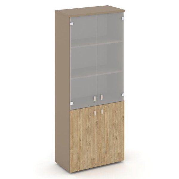Шкаф высокий широкий ES.ST-1.2 (800х420х1977) (Латте/Тиквуд Светлый/Сатин матовый)