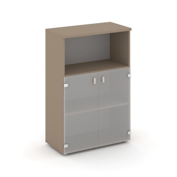 Шкаф средний широкий ES.ST-2.2 (800х420х1207) (Латте/Сатин матовый)