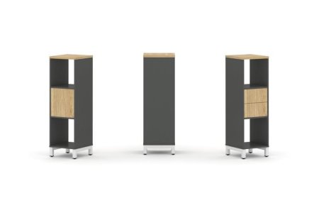 Набор стеллажа 1 сторонний, 3 яруса SN.NS-311 (387х400х1248) (Антрацит/Тиквуд Светлый/Металл Белый)