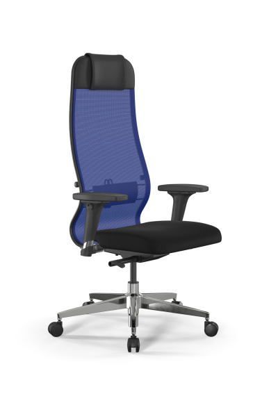 Кресло для руководителя Метта SynchroSit 10 B1-111D - X2+UMF(X1) /Ub00/Wh00/D02P(M23.B22.G18.W03) (Синий | Черный)