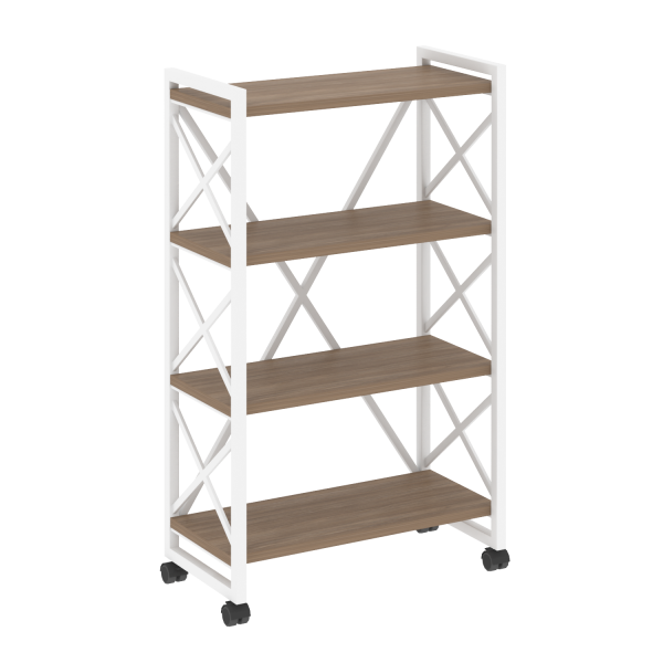 Стеллаж на колесных опорах-4 полки VR.L-MST.K-4.8 800x400x1334 (Дуб Аризона/Белый металл)