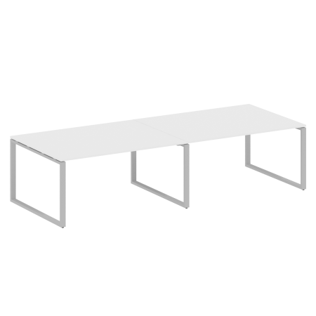 Переговорный стол 2 столешницы Metal System Style БО.ПРГ-2.4 3200x1235x750 (Белый/Серый металл)