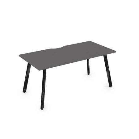 10СРВ.084 Стол рабочий с вырезом, прямолинейный (1600x800x750) (Graphit/Черный глянец металл)