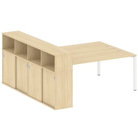 Рабочая станция с опорным шкафом-купе Metal System Style БП.РС-СШК-4.5 2210x2332x1098 (Акация/Белый металл)