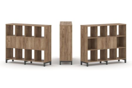 Набор стеллажа 1 сторонний, 3 яруса SN.NS-341 (1488х400х1248) (Дуб Табак/Металл Антрацит)