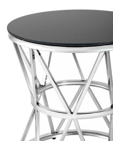 Журнальный стол 50*50 ВИВА серебро стекло черное (Журнальный стол Вива серебристый)