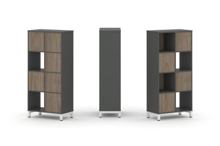 Набор стеллажа 1 сторонний, 4 яруса SN.NS-421 (754х400х1615) (Антрацит/Вяз Благородный/Металл Белый)