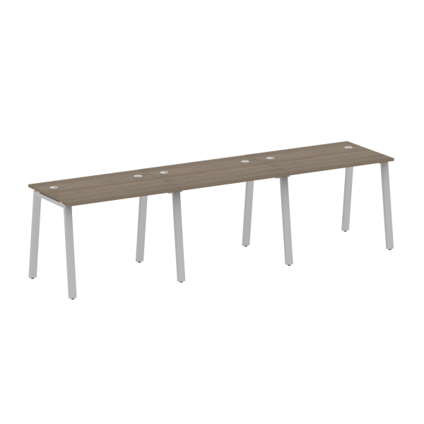 Рабочая станция на 3 рабочих места на А-образном м/к Metal System Style БА.СМ-3.1 3000x720x750 (Вяз/Серый металл)