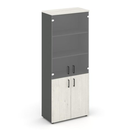 Шкаф высокий широкий SN.STS-102 (796х400х1982) (Антрацит/Дуб Наварра/Прозрачный)