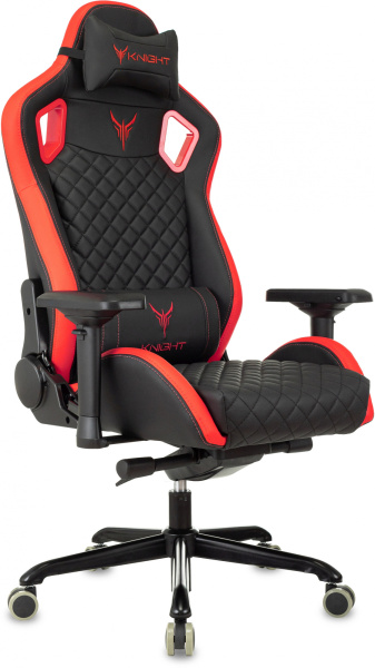 Кресло игровое Knight Titan черный/красный ромбик эко.кожа с подголов. крестов. металл (Черный | Красный)