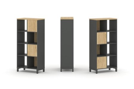 Набор стеллажа 2-х сторонний, 4 яруса SN.NSD-421 (754х400х1615) (Антрацит/Тиквуд Светлый/Металл Антрацит)