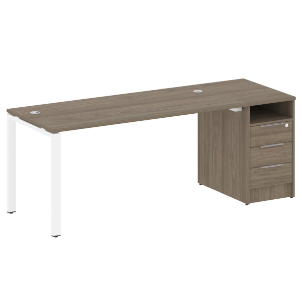 Рабочая станция с опорной тумбой Metal System Style БП.РС-СТП-1.4 2012x720x750 (Вяз/Белый металл)