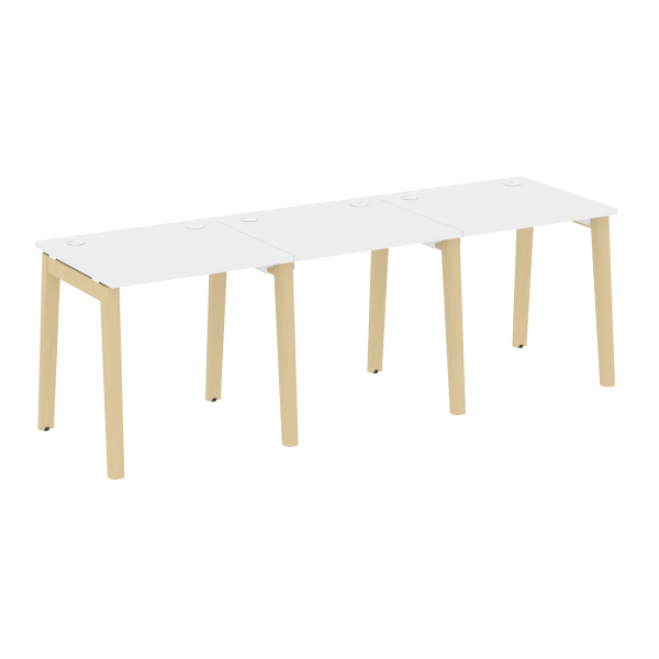 Рабочая станция на деревянных опорах Onix Wood OW.RS-3.0.7 2340x720x750 (Белый Бриллиант/Дуб Светлый)
